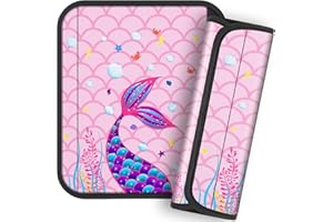 Akkya 2 Pack Seat Belt Cover Pad, Seatbelt Cushion Car Seat Strap Pads for Kids Cute Mermaid Carseat Stroller Shoulder Strap Protector Accessories