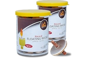 Round Floating Wicks - 200 Count Tub (Approx.), Cotton Wicks and Cork Disc Holders For Oil Cups - Bonus Wick Removal Tweezers - by Ner Mitzvah