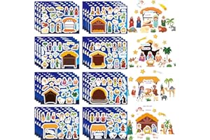 DUJAA 32 Sheets Christmas Nativity Stickers, Make a Nativity Scene Sticker Jesus Birth Stickers, Christmas Crafts for Kids, Religious Bible Scene Party Favor Christian Craft School Classroom Activity