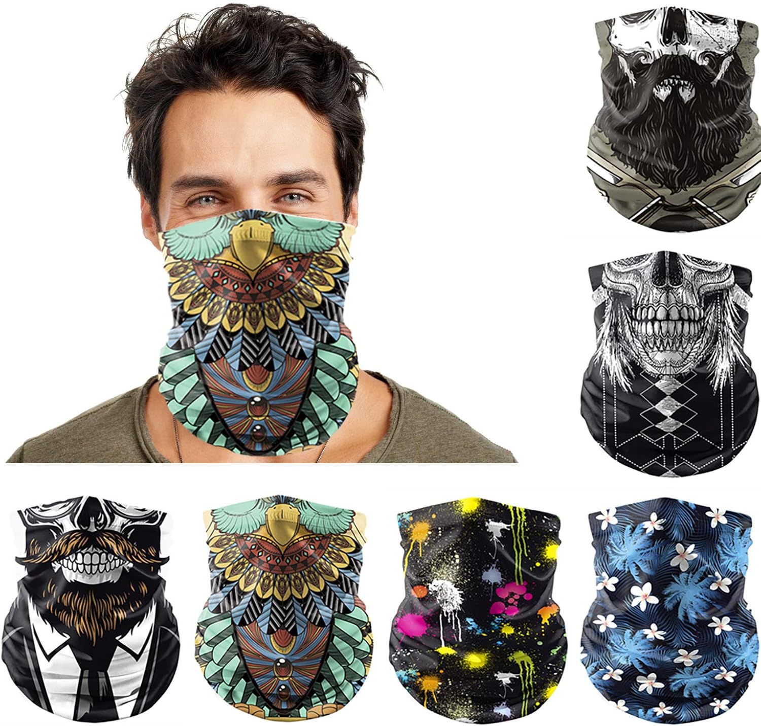 6Pcs Cooling Neck Gaiter Bandana, Sun Protection Magic Headband Balaclava Scarf Fishing Hiking Running Sports for Men Women: Clothing