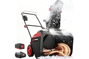 PowerSmart 40V Cordless Snow Blower, 21'' Cleaning Width/6'' Cleaning Depth Snow Blower with LED Light & 30 FT Throwing Distance, Battery and Charger Included,Perfect for Driveway,Garden, Deck,Garage