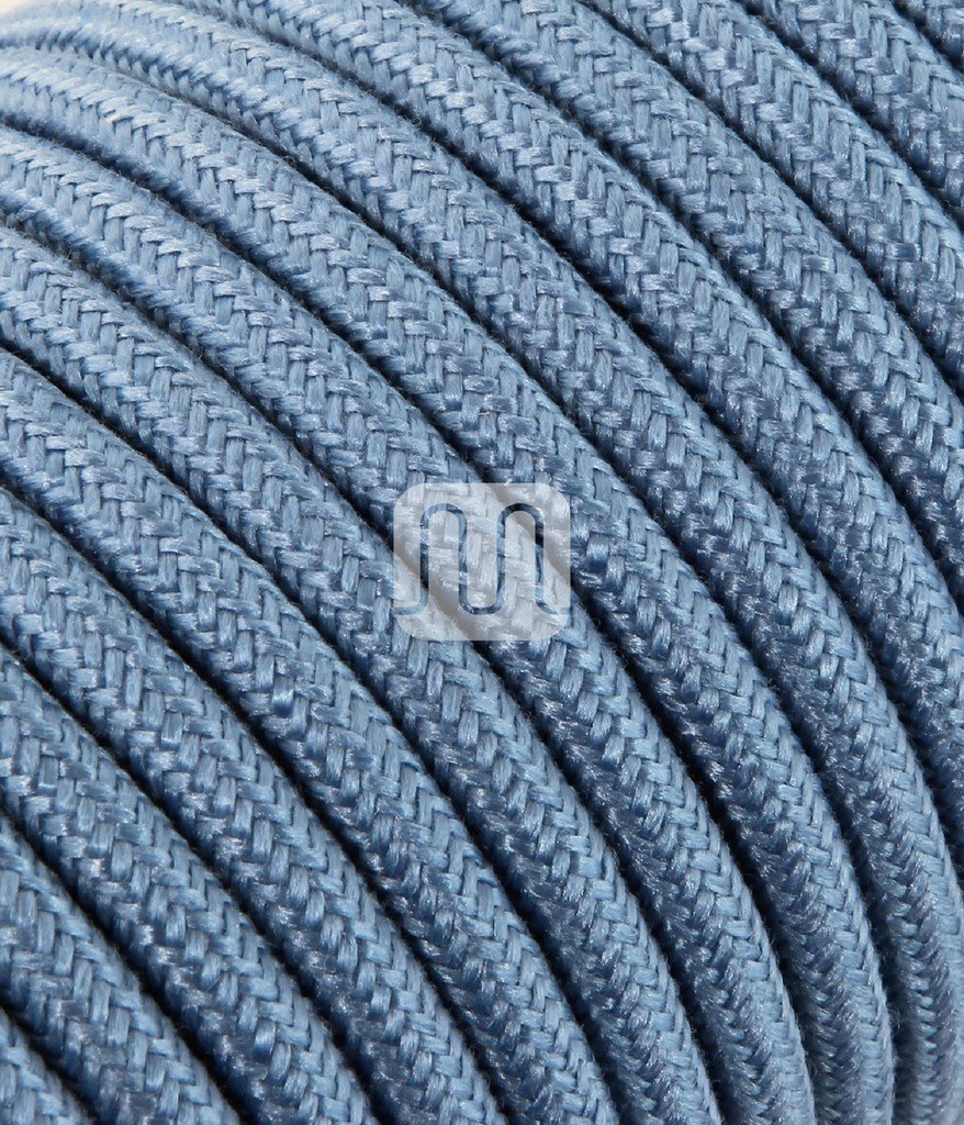 MERLOTTI 20372 Electric Cable Round H03VV-F 2 x 0.75, Canvas Light Blue, 3 m