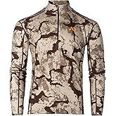 First Lite Men's Kiln Quarter-Zip - Merino Wool Midweight Camo Hunting Base Layer