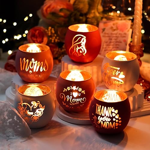 Birthday Gifts for Mom, Delicate Mother Gifts from Daughter Son, Engraved  Glass ealight Votive Candle Holder P