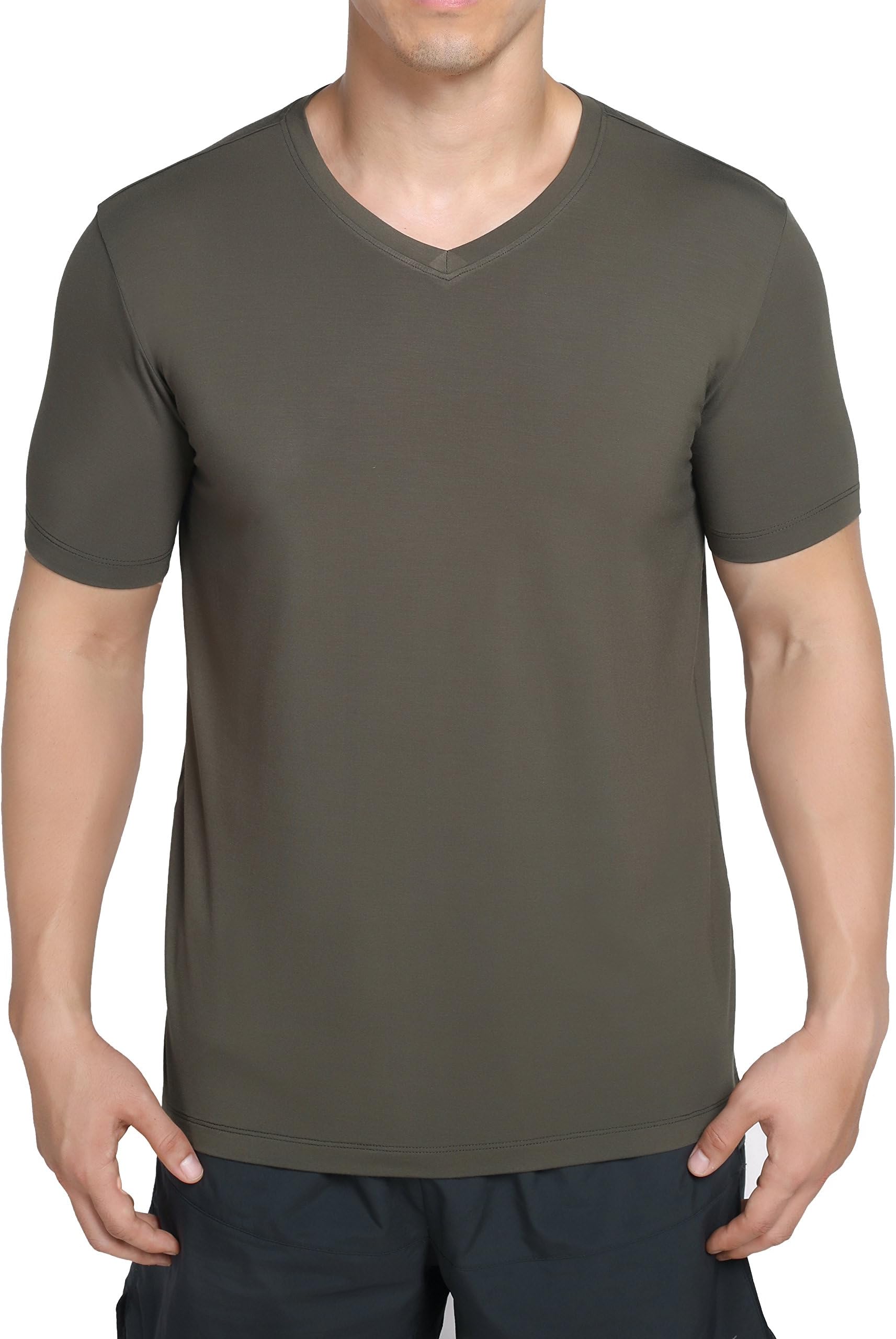 worboo Bamboo T-Shirt for Men, Breathable Soft Plain Men's Undershirts - V Neck