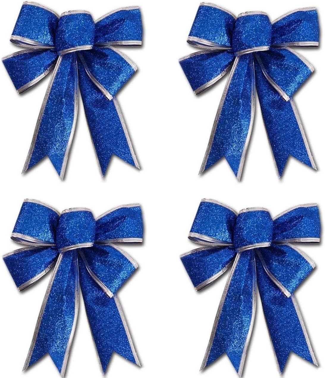 ILOVEDIY Pack of 4 Glitter Christmas Bow Large Christmas Tree Ornaments