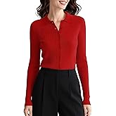 Urban CoCo Women's Long Sleeve Button Up Sweater Polo Shirt Collared Knit Cardigan Sweaters