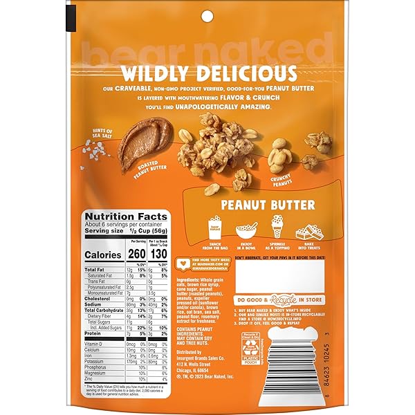 BEAR NAKED GRANOLA, BREAKFAST SNACKS, PEANUT BUTTER, 12OZ BAG (1 BAG)
