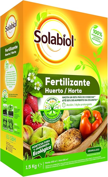 Solabiol - Abono para huertos 100% organico, 1, 5Kg: Amazon.es: Jardín