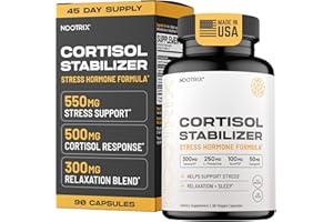 Nootrix Cortisol Manager & Stabilizer Supplement | Supports Deep Sleep, Relaxation, Adrenal Health & Stress | 300mg Ashwagandha | L-Theanine, Rhodiola Rosea Extract & Apigenin | 90 Capsules
