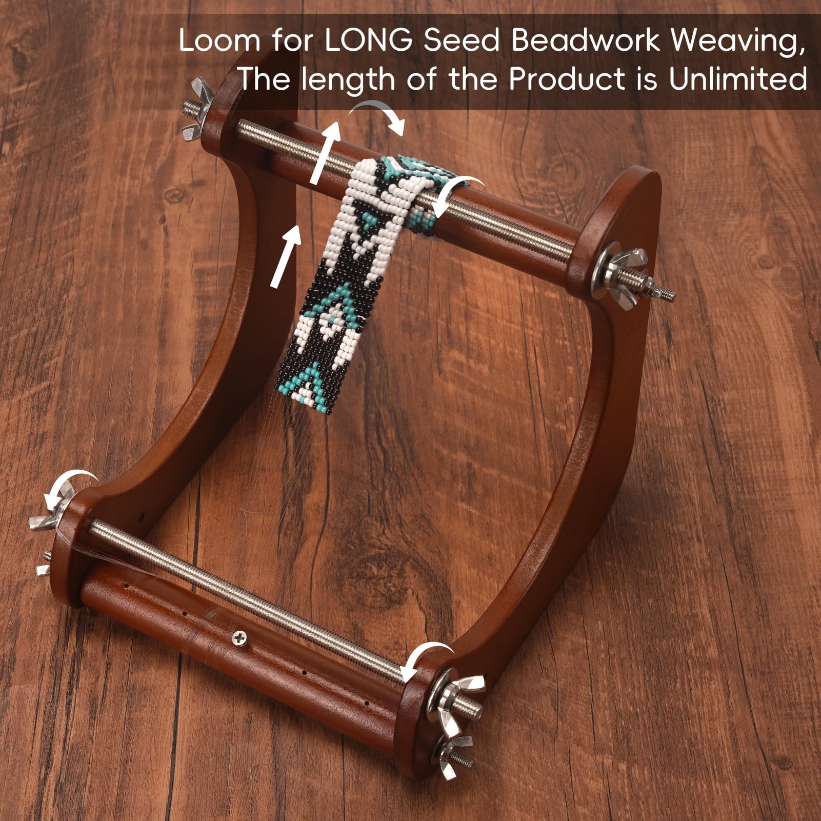 Bead Loom Kit, Wood Loom Beading Supplies with Detailed Instructions, Practical Bracelet Loom Jewelry Making Accessories (Dark Brown)