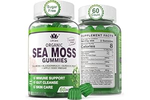ENVYDEAL Sea Moss Gummies - Irish Sea Moss Gummies for Adults & Kids - Advanced Superfood Seamoss Supplement with Organic Bladderwrack & Burdock Root Extract，ACV for Daily Immune, Gut Cleanse, Vegan, 60 Counts