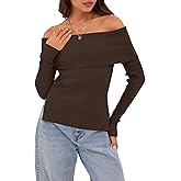 ZAFUL Womens Off The Shoulder Pullover Sweater Long Sleeve Fall Ribbed Knit Tops Sexy Y2K Outfits