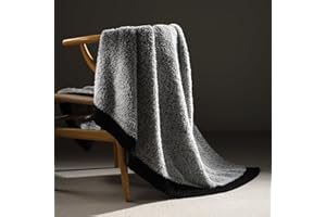 Amélie Home Knit Throw Blanket for Couch, Super Soft Fuzzy Blanket for Sofa, Luxury Cozy Fluffy Throw for Room Decor, 50" x 60", Heather Black