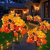 2Pack Fall Solar Lights Outdoor Waterproof,40LED 80 Maple Leaves Solar Garden Lights Outside, Autumn Artificial Tree Pathway Lights for Patio,Halloween,Thanksgiving,Fall Decoration