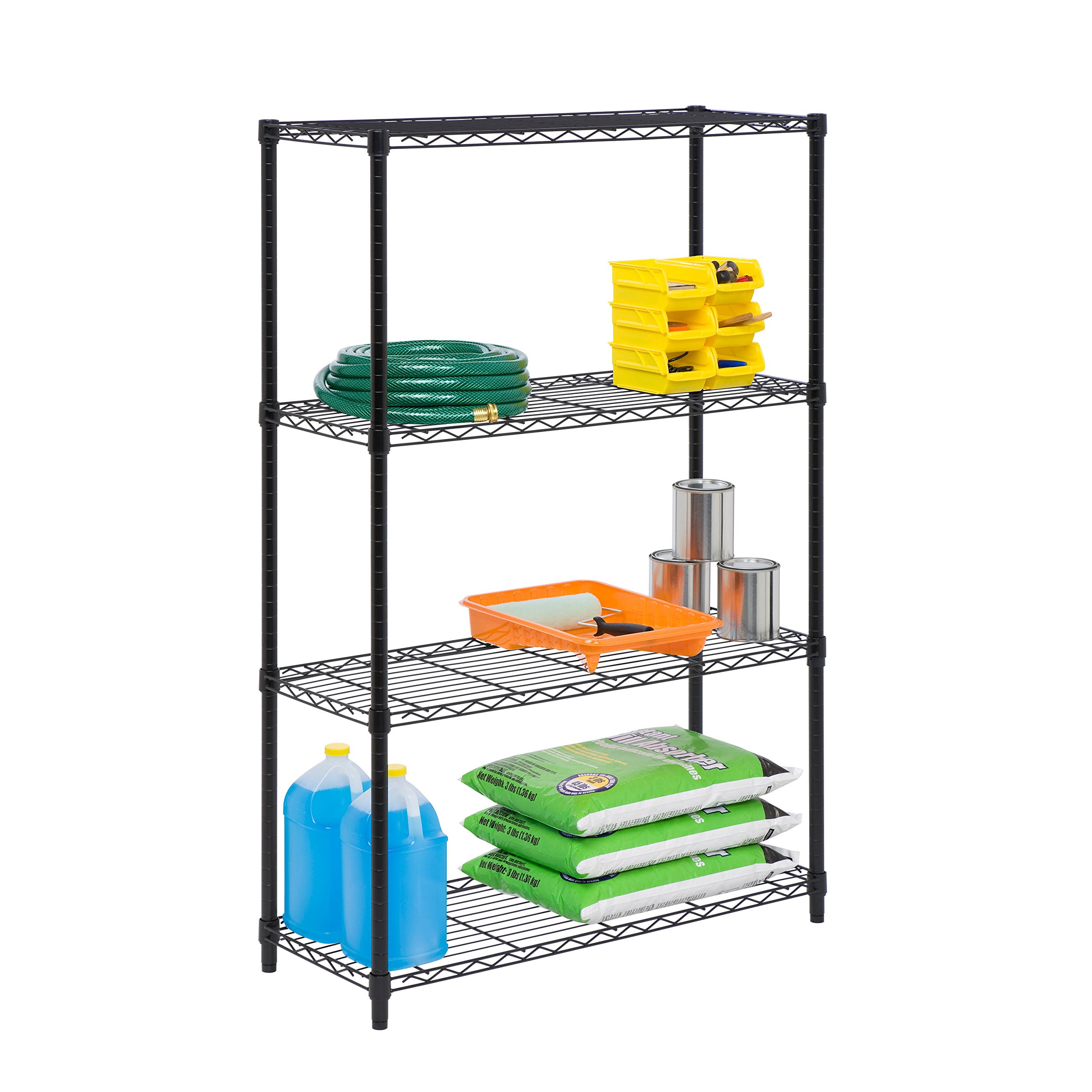 Honey-Can-Do SHF-01908 Adjustable Storage Shelving Unit, 250-Pounds Per Shelf, Black, 4-Tier, 36Lx14Wx54H