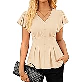 GRACE KARIN Summer Blouses for Women Dressy Casual, 2026 Ruffle Sleeve Peplum Tops, Business Work Shirt Fashioin Clothing