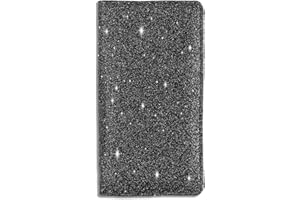 Sanlykate Glitter Checkbook Cover for Girl Women, RFID Blocking PU Leather Standard Register Check Book Case With Pen Inserts & Free Divider, Black
