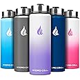 HYDRO CELL Stainless Steel Insulated Water Bottle with Straw - For Cold & Hot Drinks - Metal Vacuum Flask with Screw Cap and Modern Leakproof Sport Thermos for Kids & Adults (Lavender/White 24oz)