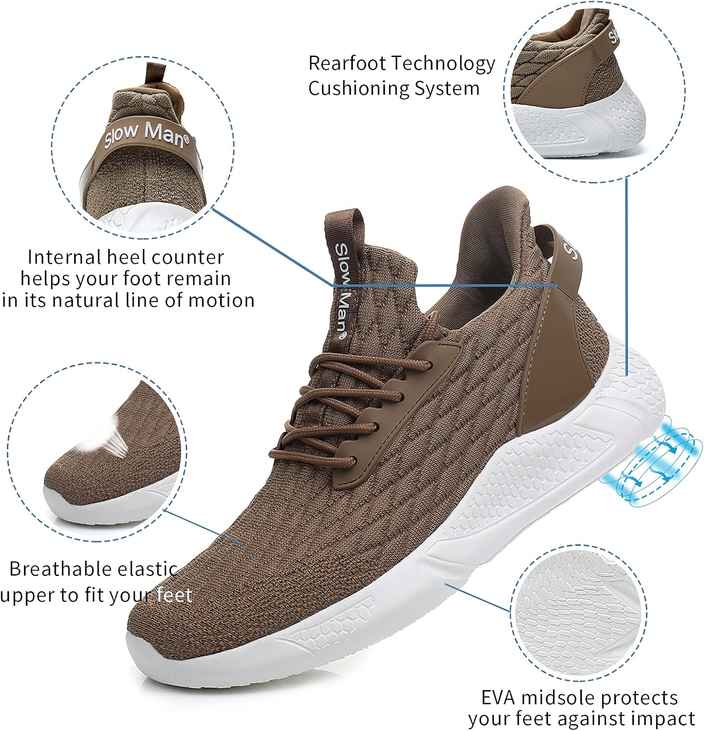  | Men's Running Shoes Sock Sneakers - Air Knit Mesh Breathable Sport Shoes Lace-up Comfortable Shock Cushioning Sneakers | Road Running
