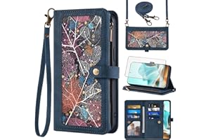 Asuwish Phone Case for Motorola Edge 5G 2025 Wallet Cover with Screen Protector Crossbody Wrist Strap Leather Flip Pattern Zi