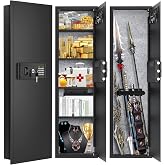 47.3" Tall Fireproof Wall Safe Between Studs 16" Centers | Hidden Wall Safe | 48LB Heavy Duty In Wall Safe | 4 Removable Shelf &amp; 6 Key Hook | Large Digital Wall Mount Safe for Home Money Jewelry Valuable