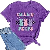 Women Happy Easter Shirts Funny Bunny T-Shirt Rabbit Graphic Tee Tops