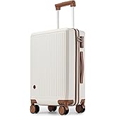 Hulsin Carry on Luggage with Spinner Wheels, 22x14x9 Airline Approved Carry-on Suitcase, Small Hardside Luggage with TSA Lock,Hard Shell Suitcase,Hard Case for Travel (White, 20-Inch)