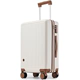 Hulsin Carry on Luggage with Spinner Wheels, 22x14x9 Airline Approved Carry-on Suitcase, Small Hardside Luggage with TSA Lock,Hard Shell Suitcase,Hard Case for Travel (White, 20-Inch)