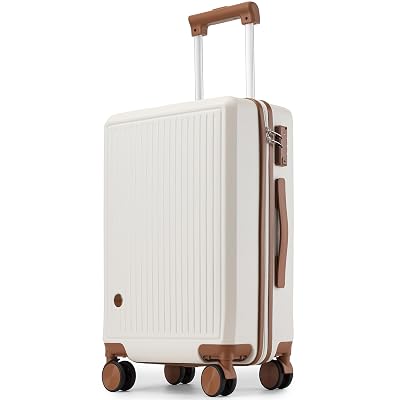 Hulsin Carry on Luggage with Spinner Wheels, 22x14x9 Airline Approved Carry-on Suitcase, Small Hardside Luggage with TSA Lock,Hard Shell Suitcase,Hard Case for Travel (White, 20-Inch)