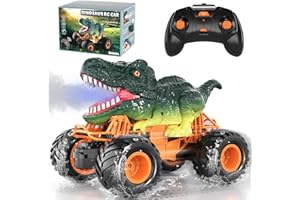 Bennol Remote Control Dinosaur Car Toys for Kids Boys 3-5 4-7, 2.4GHz RC Dino Car Toys with Light, Sound & Spray, Indoor Outdoor All Terrain Electric RC Car Toys Gifts for 3 4 5 8 10 12 Boys Kids