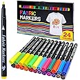 Amazon.com: Fabric Markers Pen, 24 Colors Fabric Paint Art Permanent ...