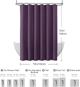 Shower Curtain 182x182cm Waffle Fabric with Metal Hooks Purple view 6