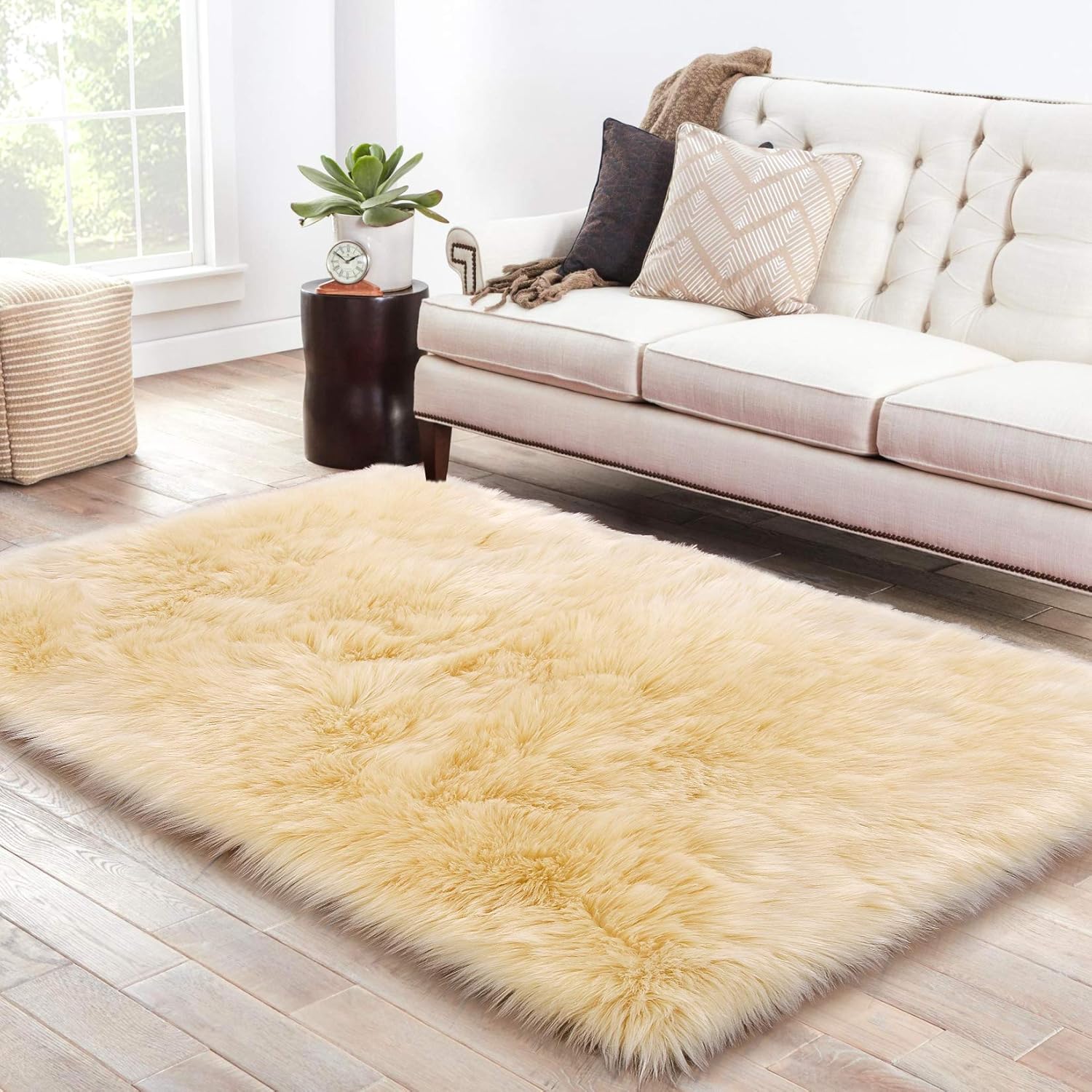 Best yellow shaggy living room rug
