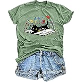 Cat Shirts for Women: Cat Mom T-Shirt Flower Graphic Tees Animal Lover Gifts Casual Short Sleeve Tops