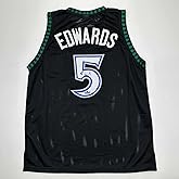 Facsimile Autographed Anthony Edwards Minnesota Black Reprint Laser Auto Basketball Jersey Size Men's XL