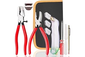 Weideer 10pcs Glass Cutting Tool Kit - Glass Cutter, Running Pliers, Grozer Pliers, Oil Feed, Engraving Pen, Screwdriver