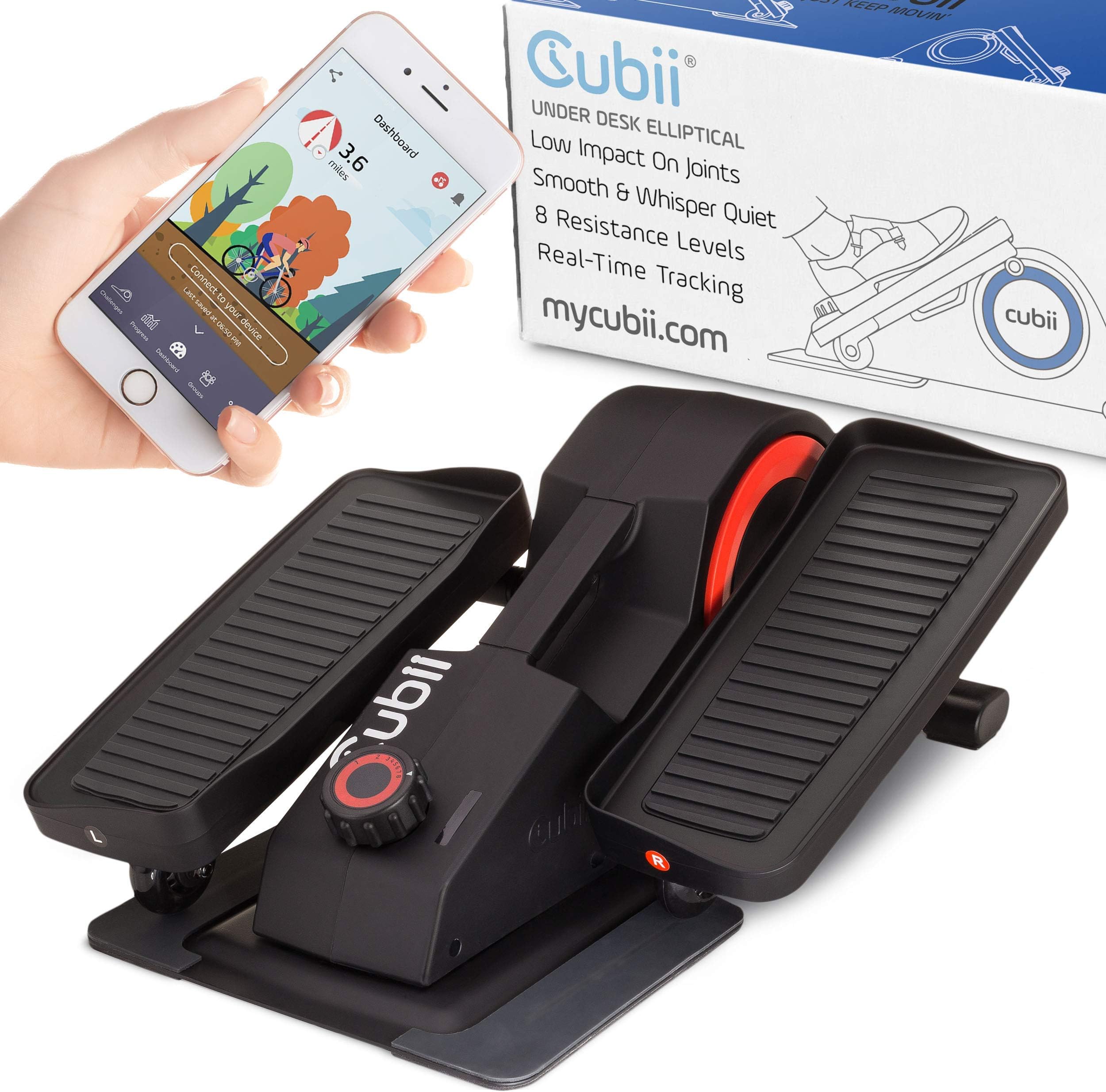 Cubii Pro Under Desk Mini Bike - Office Elliptical Exerciser For Keeping Active At Work - Smart iOS/Android App Included - Adjustable Resistance, Quick Assembly, Whisper Quiet
