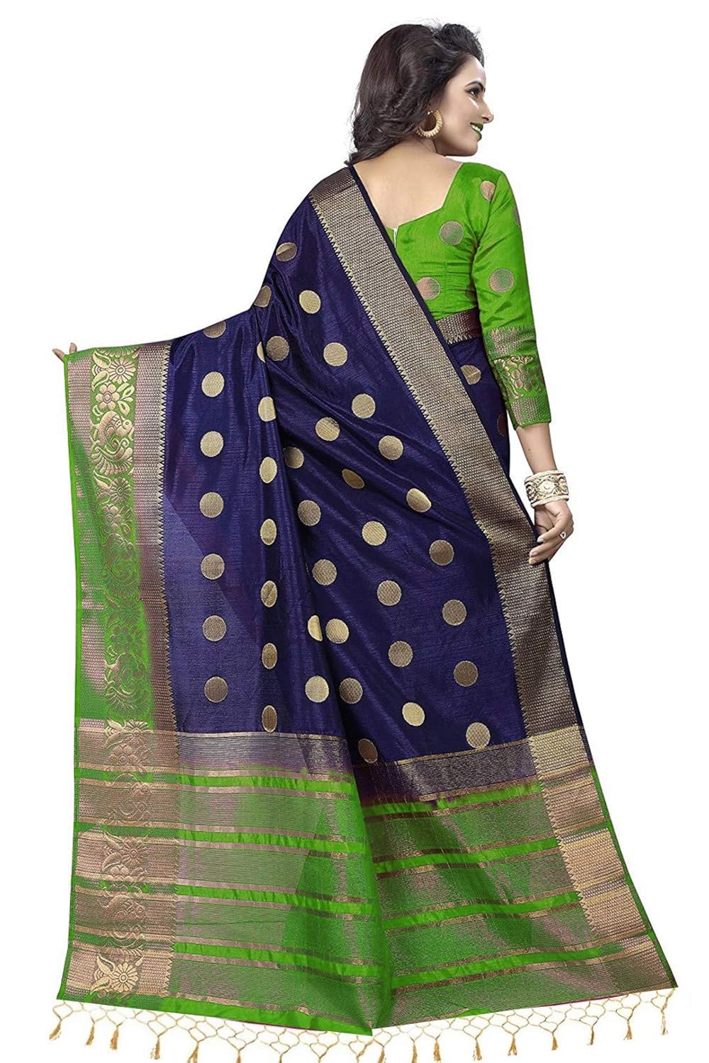 c j enterprise women's kanjivaram art silk sarees with blouse piece