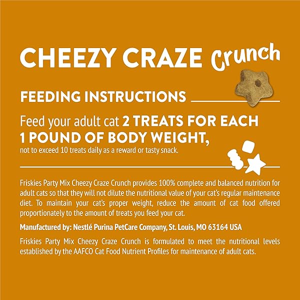 PURINA FRISKIES CAT TREATS, PARTY MIX CHEEZY CRAZE CRUNCH – 20 OZ. POUCH