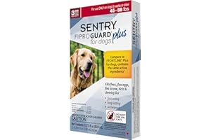 SENTRY Fiproguard Plus for Dogs, Flea and Tick Prevention for Dogs (45-88 Pounds), Includes 3 Month Supply of Topical Flea Treatments