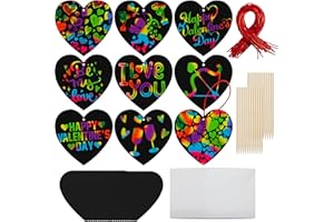 JOYIN 60 Packs Valentines Day Gifts Cards with Scratch Heart for Kids Magic Color Scratch Paper Heart Rainbow Cards for Valen