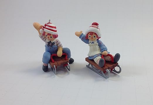 Amazon Com Hallmark Classic Raggedy Ann Andy Holiday Sledding