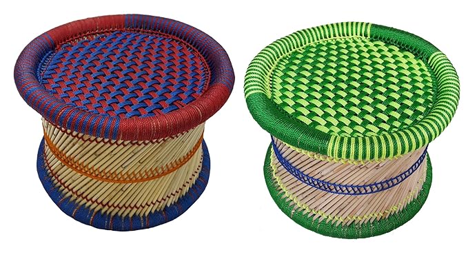 Pushkar Handicraft Cane Bar Stool For Indoor/Outdoor Furnishings - 2 PC(Multicolor)