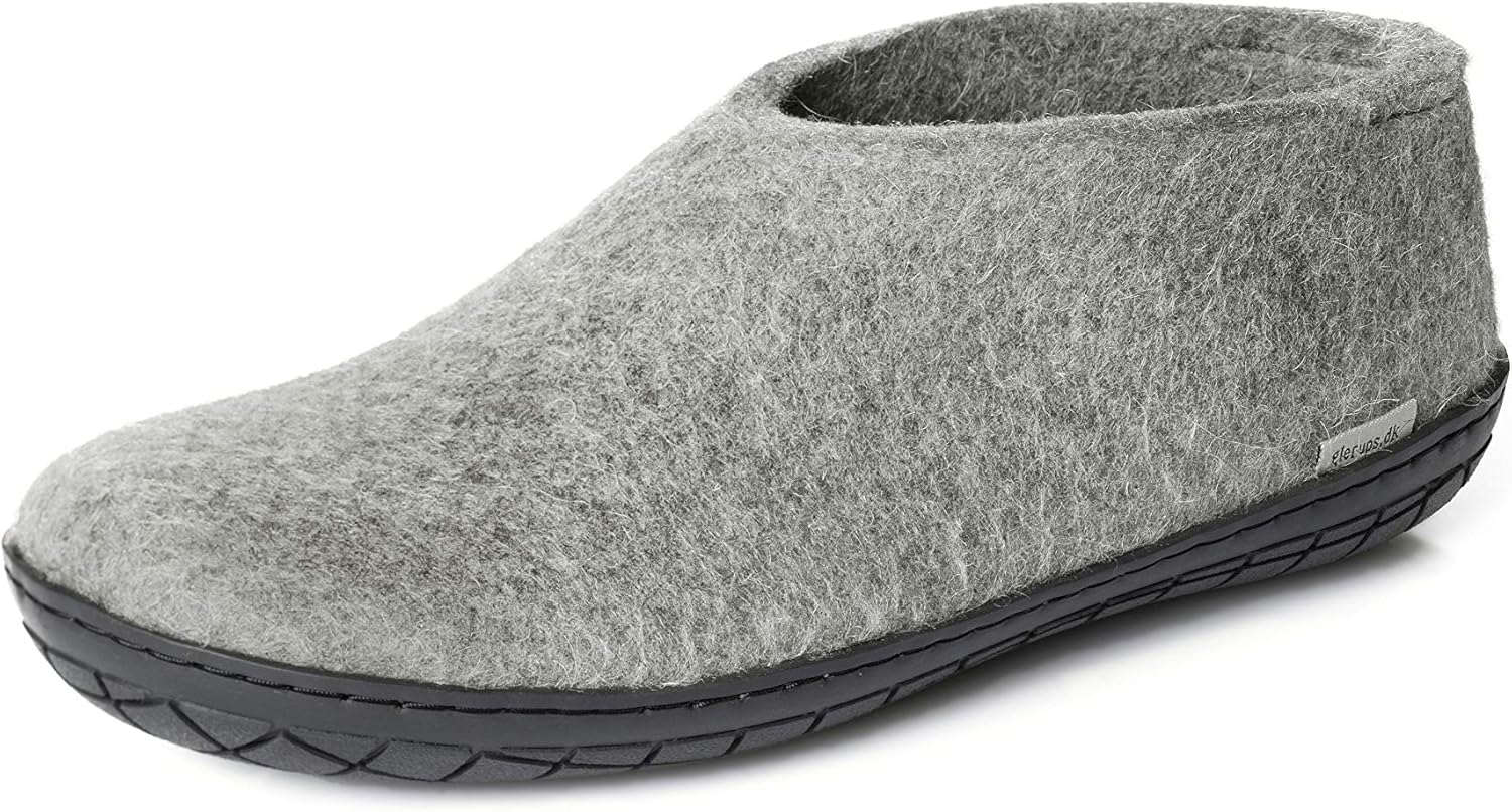glerups dk Modell AR02 Unisex Adults Felt Slippers, Grey, 7.5 UK