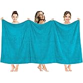 American Soft Linen 100% Cotton 600 GSM Turkish 40x80 Oversized Bath Towel Sheet, Extra Large Adult Towels for Bathroom, Aqua Blue Bath Sheet