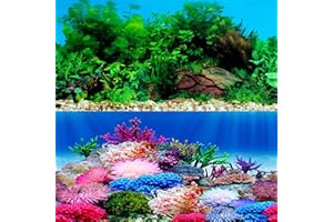 ELEBOX New 20" x 48" Fish Tank Background Stickers Wallpaper 2 Sided Seaweed Water Plants Aquarium Background Decoration