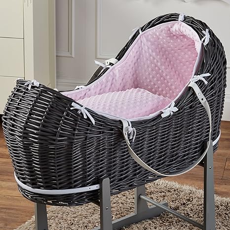 grey wicker pod moses basket