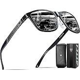 ATTCL Polarized Sunglasses Men Al-Mg Metal Ultralight UV400 for Driving | Lightweight Rectangular Fashion Anti Slip Design, Reduces Road Glare, Comfort Fit for Hiking, Travel, Outdoors Sun Glasses