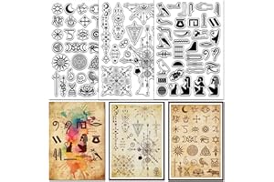 GLOBLELAND 3 Sheets Magical Egyptian Symbols Clear Stamp for Card Making Egyptian Glyphs Silicone Stamps Signs Transparent St